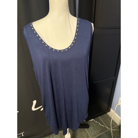INC International Concepts Tops - International Concepts Navy Blue Studded Tank Top XXL